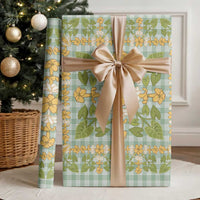 Squares Puakenikeni and Kalo Wrapping Paper Turquoise Palaka Hawaiian Quilt Pattern LT9 - Polynesian Pride