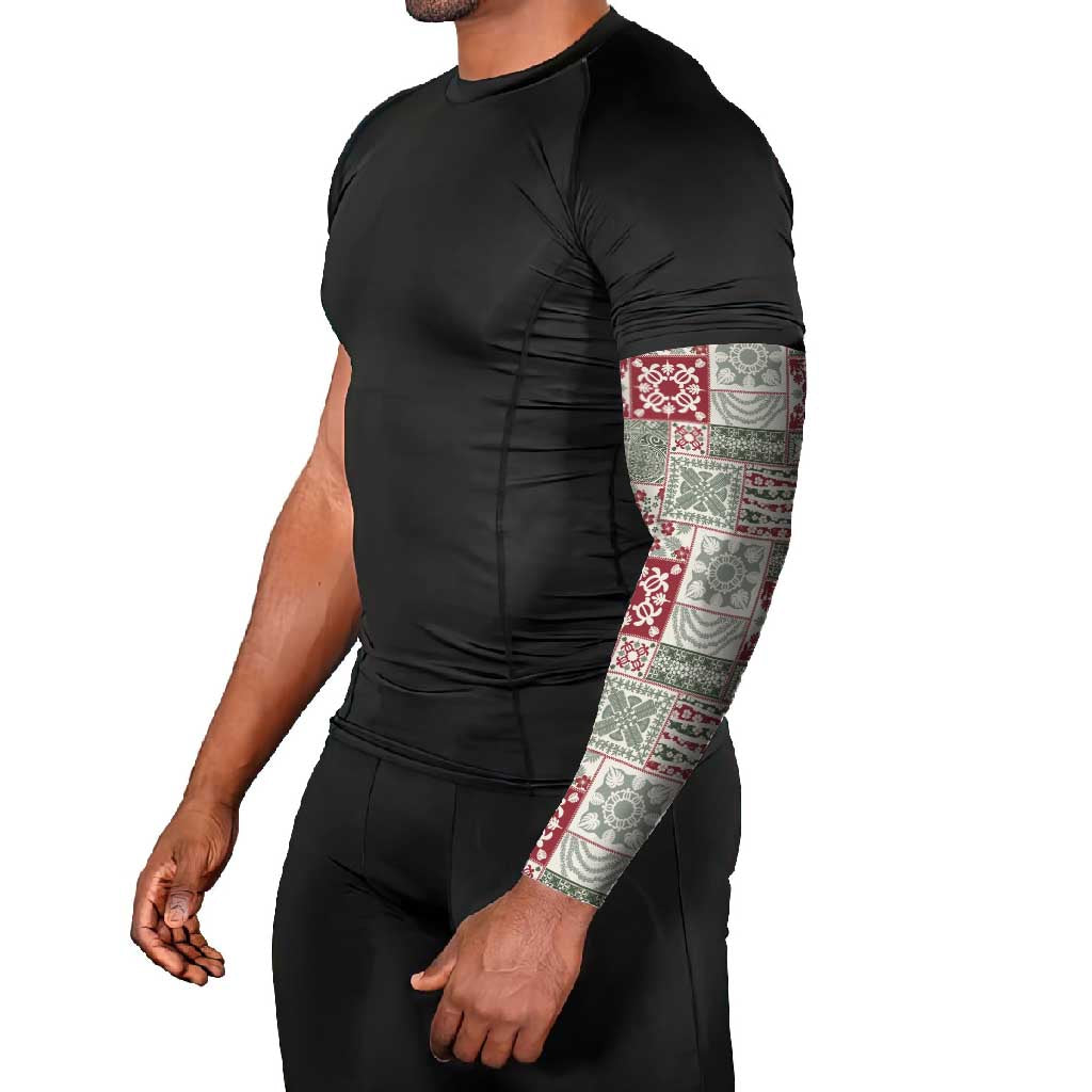 Mele Kalikimaka Hawaii Christmas Arm Sleeves Aloha Spirit with Hawaiian Quilt Pattern - Polynesian Pride