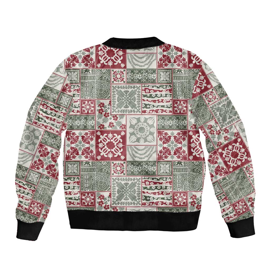 Mele Kalikimaka Hawaii Christmas Bomber Jacket Aloha Spirit with Hawaiian Quilt Pattern - Polynesian Pride