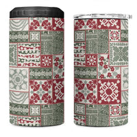 Mele Kalikimaka Hawaii Christmas 4 in 1 Can Cooler Tumbler Aloha Spirit with Hawaiian Quilt Pattern LT9 One Size: 16 oz Beige - Polynesian Pride