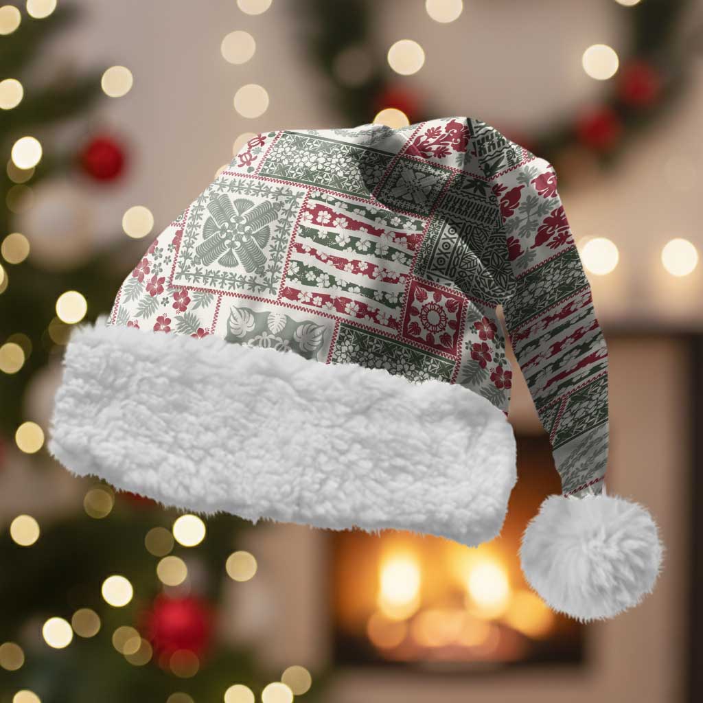 Mele Kalikimaka Hawaii Christmas Santa Hat Aloha Spirit with Hawaiian Quilt Pattern - Polynesian Pride