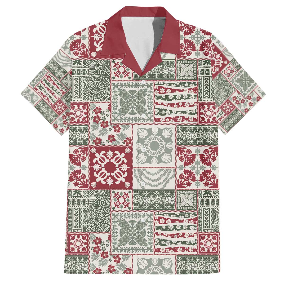 Mele Kalikimaka Hawaii Christmas Family Matching Off The Shoulder Long Sleeve Dress and Hawaiian Shirt Aloha Spirit with Hawaiian Quilt Pattern LT9 Dad's Shirt - Short Sleeve Beige - Polynesian Pride
