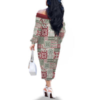 Mele Kalikimaka Hawaii Christmas Family Matching Off The Shoulder Long Sleeve Dress and Hawaiian Shirt Aloha Spirit with Hawaiian Quilt Pattern LT9 - Polynesian Pride