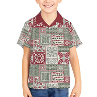 Mele Kalikimaka Hawaii Christmas Family Matching Off Shoulder Maxi Dress and Hawaiian Shirt Aloha Spirit with Hawaiian Quilt Pattern LT9 Son's Shirt Beige - Polynesian Pride