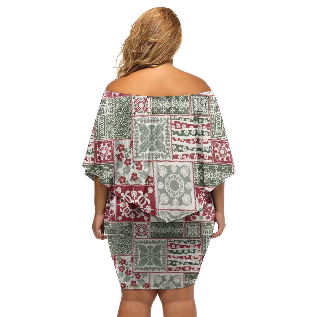 Mele Kalikimaka Hawaii Christmas Family Matching Off Shoulder Short Dress and Hawaiian Shirt Aloha Spirit with Hawaiian Quilt Pattern LT9 - Polynesian Pride
