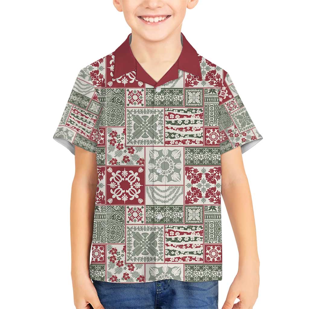 Mele Kalikimaka Hawaii Christmas Family Matching Summer Maxi Dress and Hawaiian Shirt Aloha Spirit with Hawaiian Quilt Pattern LT9 Son's Shirt Beige - Polynesian Pride