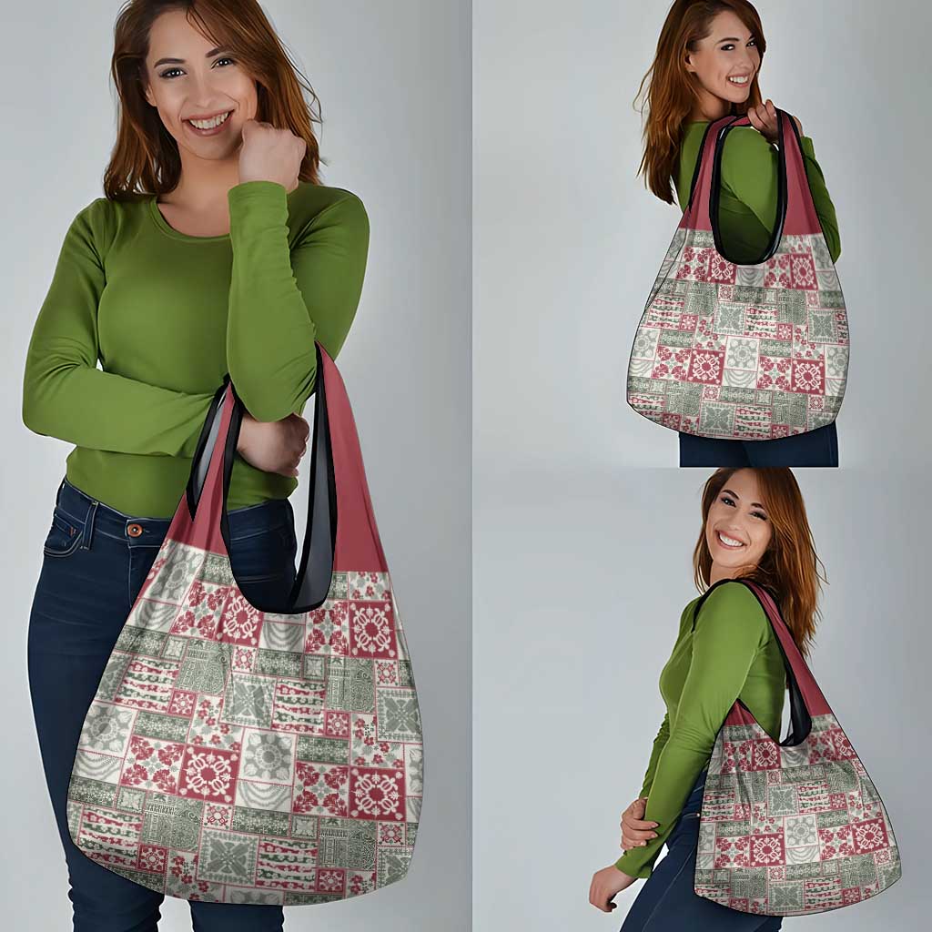 Mele Kalikimaka Hawaii Christmas Grocery Bag Aloha Spirit with Hawaiian Quilt Pattern - Polynesian Pride