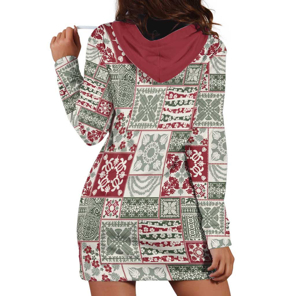 Mele Kalikimaka Hawaii Christmas Hoodie Dress Aloha Spirit with Hawaiian Quilt Pattern LT9 - Polynesian Pride