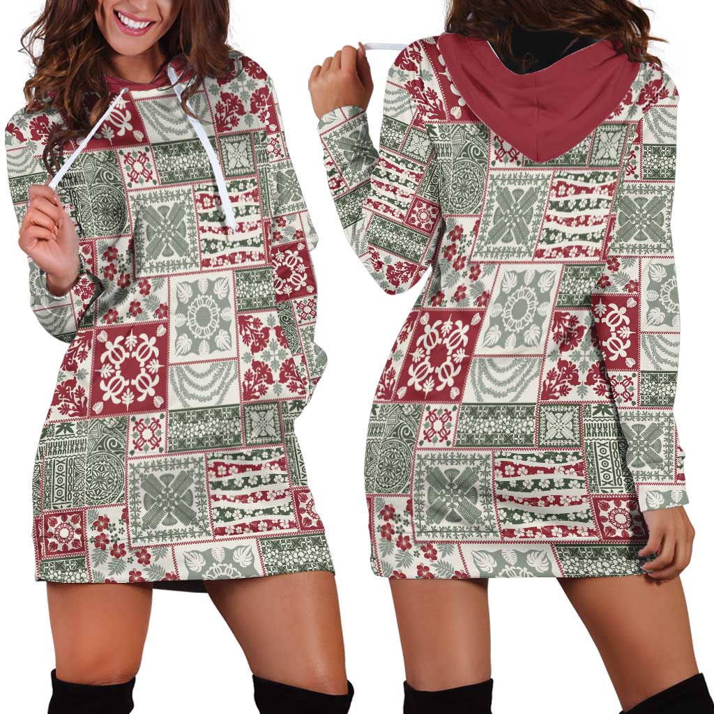 Mele Kalikimaka Hawaii Christmas Hoodie Dress Aloha Spirit with Hawaiian Quilt Pattern LT9 - Polynesian Pride