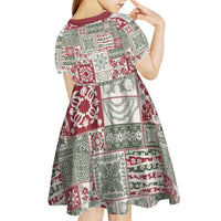 Mele Kalikimaka Hawaii Christmas Kid Short Sleeve Dress Aloha Spirit with Hawaiian Quilt Pattern LT9 - Polynesian Pride