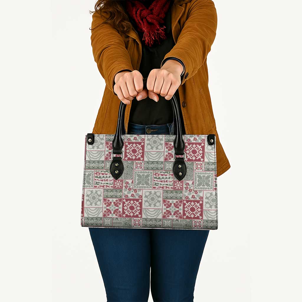 Mele Kalikimaka Hawaii Christmas Leather Bag Aloha Spirit with Hawaiian Quilt Pattern - Polynesian Pride