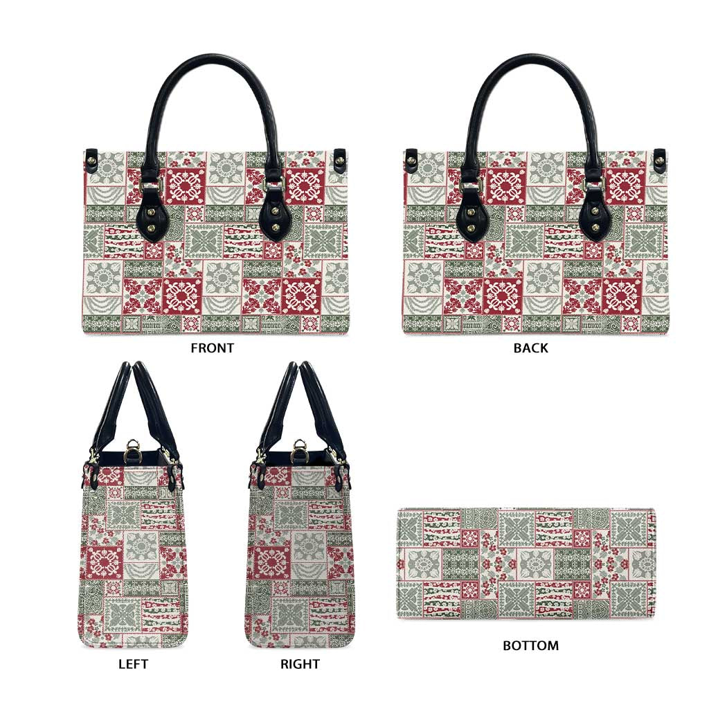 Mele Kalikimaka Hawaii Christmas Leather Bag Aloha Spirit with Hawaiian Quilt Pattern - Polynesian Pride