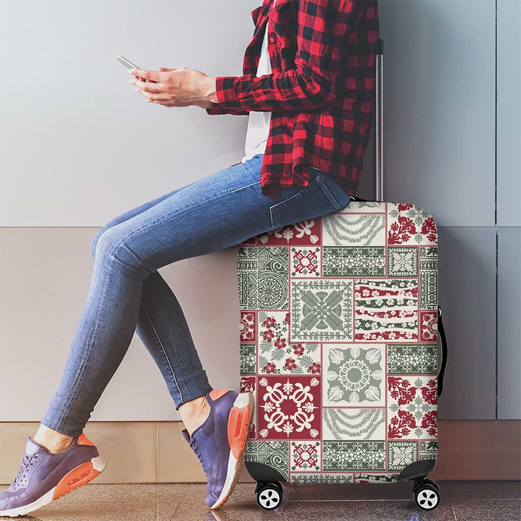 Mele Kalikimaka Hawaii Christmas Luggage Cover Aloha Spirit with Hawaiian Quilt Pattern - Polynesian Pride