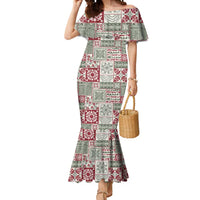 Mele Kalikimaka Hawaii Christmas Mermaid Dress Aloha Spirit with Hawaiian Quilt Pattern LT9 Women Beige - Polynesian Pride