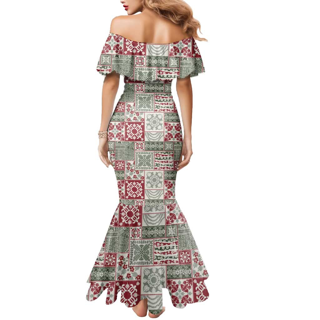 Mele Kalikimaka Hawaii Christmas Mermaid Dress Aloha Spirit with Hawaiian Quilt Pattern LT9 - Polynesian Pride