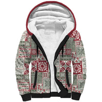 Mele Kalikimaka Hawaii Christmas Sherpa Hoodie Aloha Spirit with Hawaiian Quilt Pattern LT9 Unisex Beige - Polynesian Pride