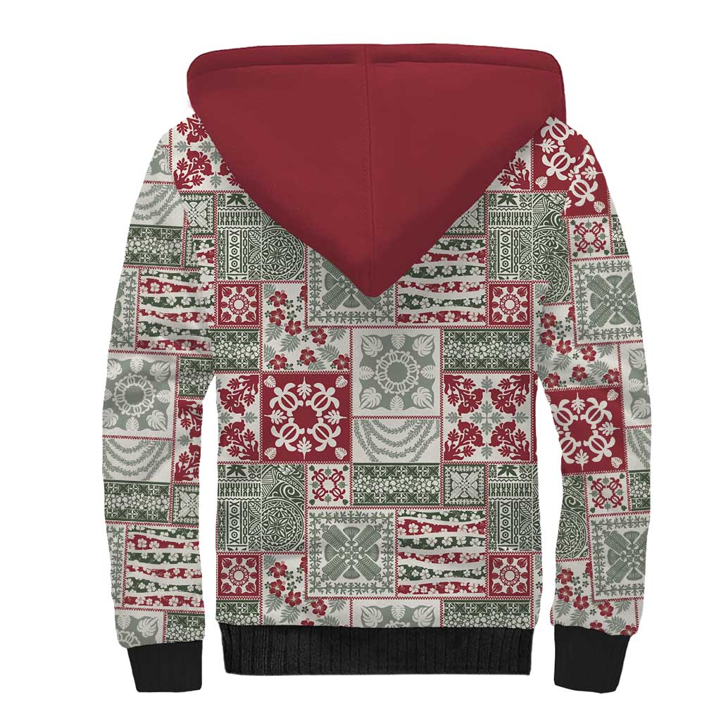 Mele Kalikimaka Hawaii Christmas Sherpa Hoodie Aloha Spirit with Hawaiian Quilt Pattern LT9 - Polynesian Pride