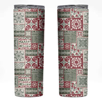 Mele Kalikimaka Hawaii Christmas Skinny Tumbler Aloha Spirit with Hawaiian Quilt Pattern LT9 Beige - Polynesian Pride