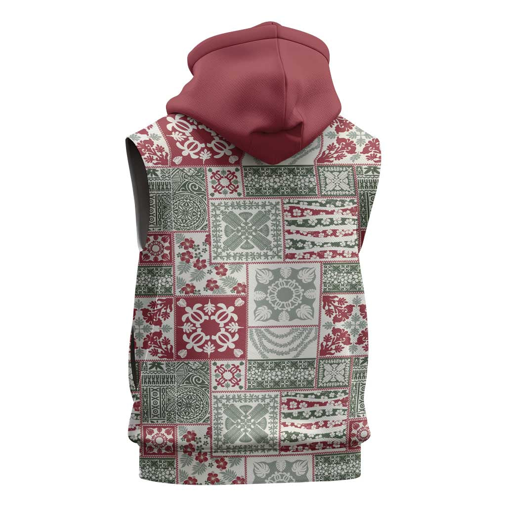 Mele Kalikimaka Hawaii Christmas Sleeveless Hoodie Aloha Spirit with Hawaiian Quilt Pattern LT9 - Polynesian Pride