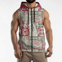 Mele Kalikimaka Hawaii Christmas Sleeveless Zip Hoodie Aloha Spirit with Hawaiian Quilt Pattern LT9 - Polynesian Pride