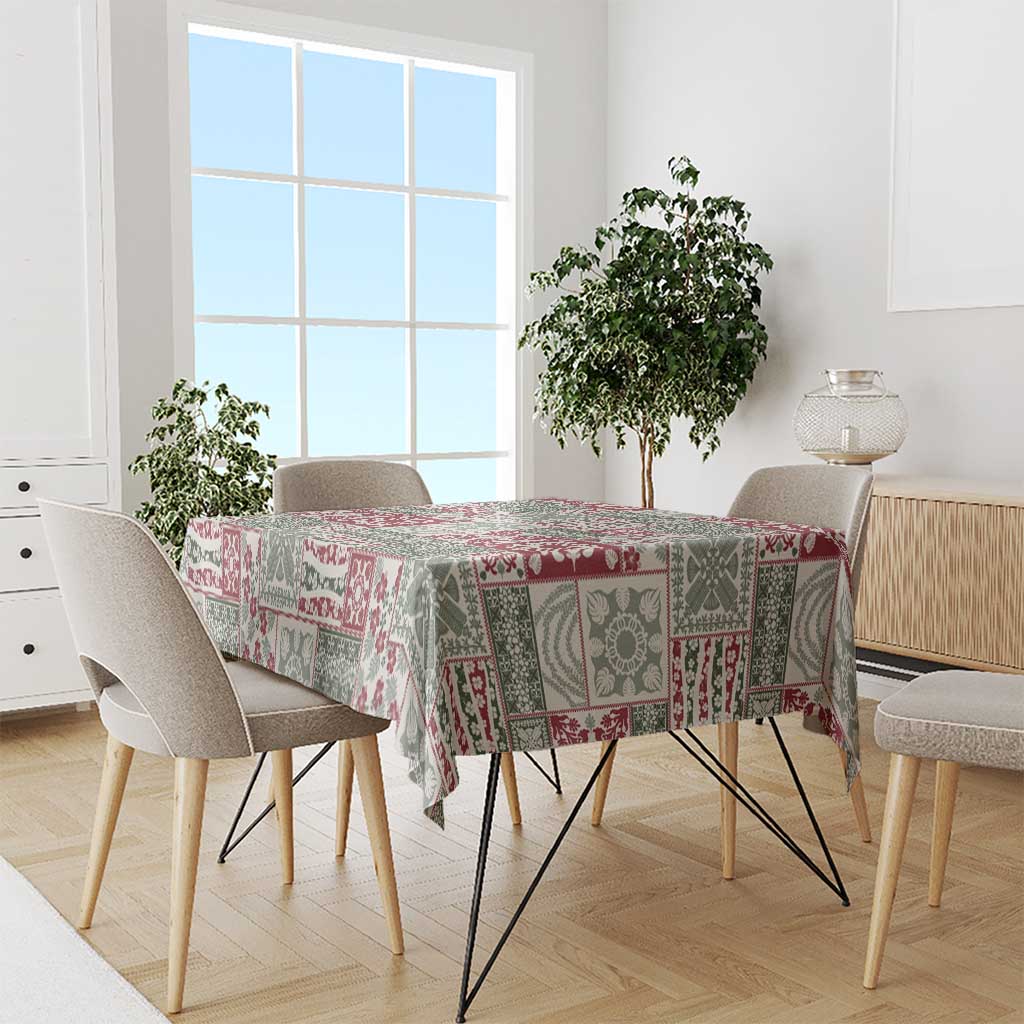 Mele Kalikimaka Hawaii Christmas Tablecloth Aloha Spirit with Hawaiian Quilt Pattern - Polynesian Pride
