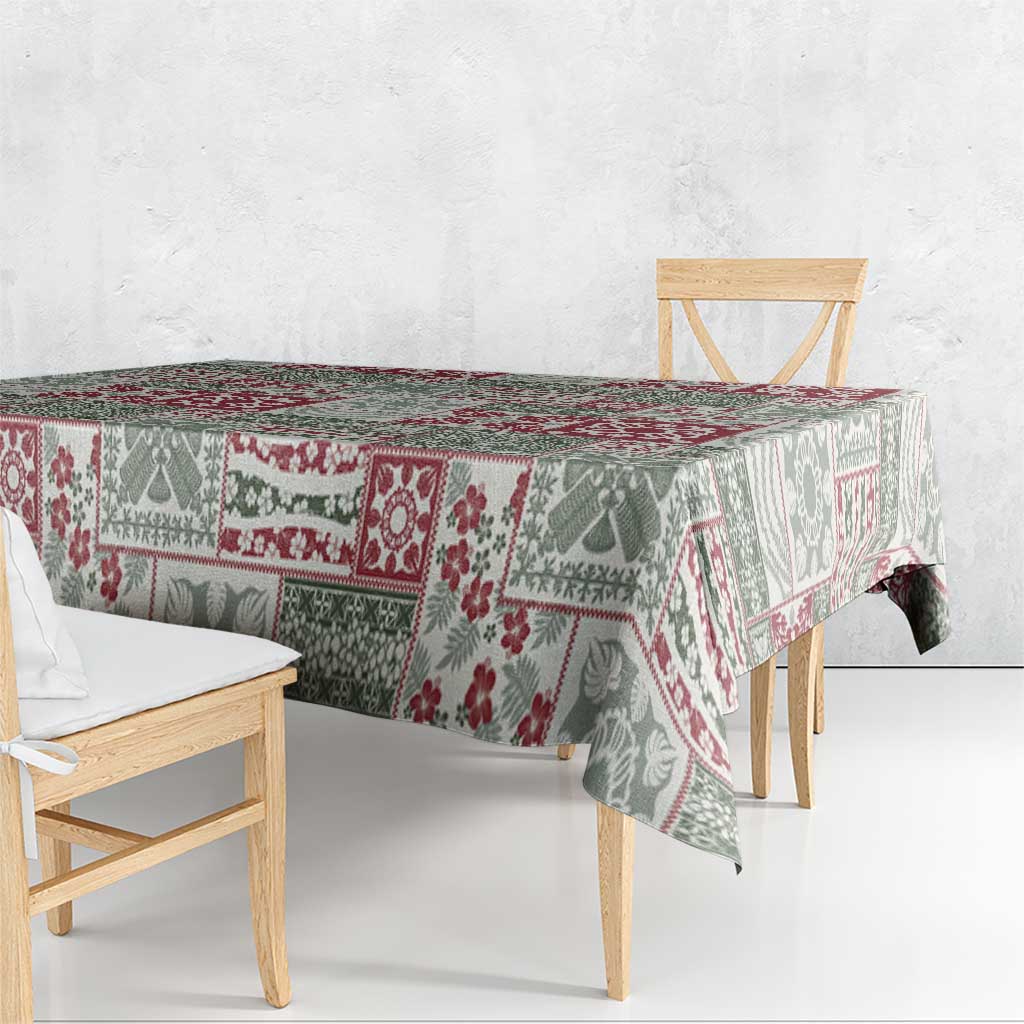 Mele Kalikimaka Hawaii Christmas Tablecloth Aloha Spirit with Hawaiian Quilt Pattern - Polynesian Pride