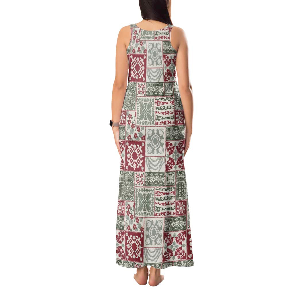 Mele Kalikimaka Hawaii Christmas Tank Maxi Dress Aloha Spirit with Hawaiian Quilt Pattern LT9 - Polynesian Pride