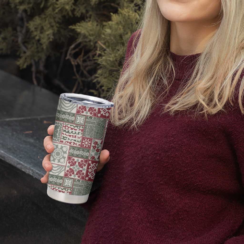 Mele Kalikimaka Hawaii Christmas Tumbler Cup Aloha Spirit with Hawaiian Quilt Pattern - Polynesian Pride