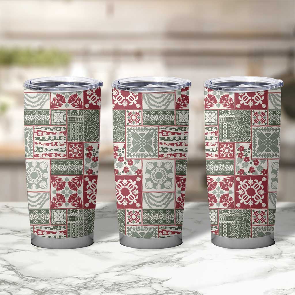Mele Kalikimaka Hawaii Christmas Tumbler Cup Aloha Spirit with Hawaiian Quilt Pattern - Polynesian Pride
