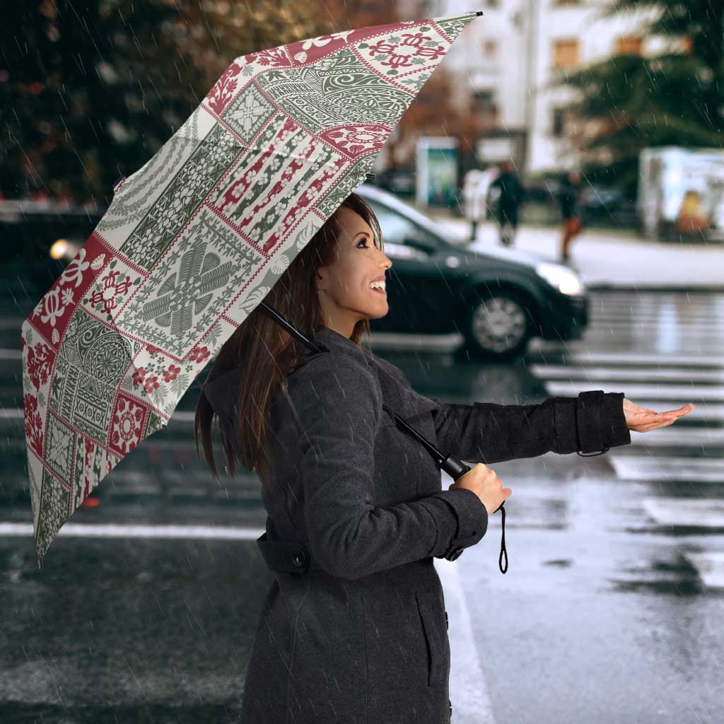 Mele Kalikimaka Hawaii Christmas Umbrella Aloha Spirit with Hawaiian Quilt Pattern - Polynesian Pride