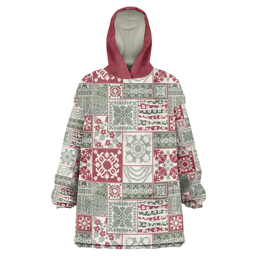 Mele Kalikimaka Hawaii Christmas Wearable Blanket Hoodie Aloha Spirit with Hawaiian Quilt Pattern LT9 One Size Beige - Polynesian Pride