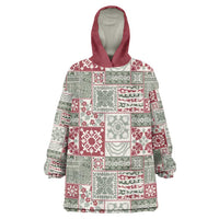 Mele Kalikimaka Hawaii Christmas Wearable Blanket Hoodie Aloha Spirit with Hawaiian Quilt Pattern LT9 One Size Beige - Polynesian Pride