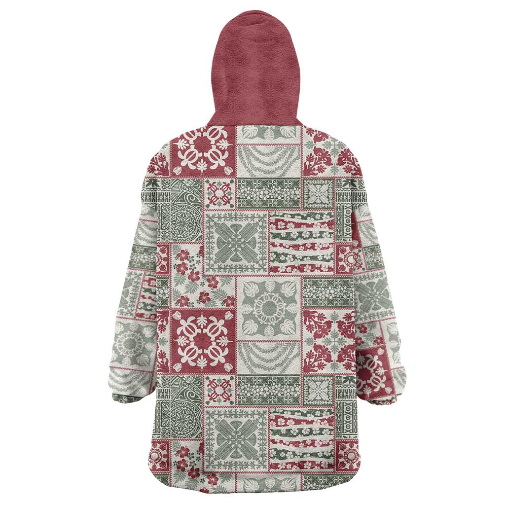 Mele Kalikimaka Hawaii Christmas Wearable Blanket Hoodie Aloha Spirit with Hawaiian Quilt Pattern LT9 - Polynesian Pride