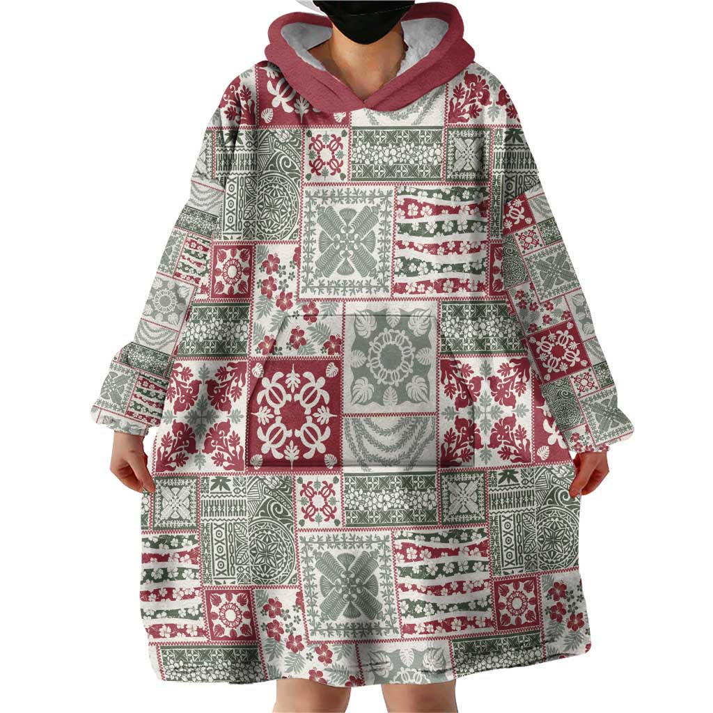 Mele Kalikimaka Hawaii Christmas Wearable Blanket Hoodie Aloha Spirit with Hawaiian Quilt Pattern LT9 - Polynesian Pride