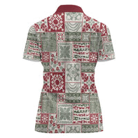 Mele Kalikimaka Hawaii Christmas Women Polo Shirt Aloha Spirit with Hawaiian Quilt Pattern - Polynesian Pride