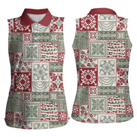 Mele Kalikimaka Hawaii Christmas Women Sleeveless Polo Shirt Aloha Spirit with Hawaiian Quilt Pattern LT9 - Polynesian Pride
