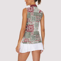 Mele Kalikimaka Hawaii Christmas Women Sleeveless Polo Shirt Aloha Spirit with Hawaiian Quilt Pattern LT9 - Polynesian Pride