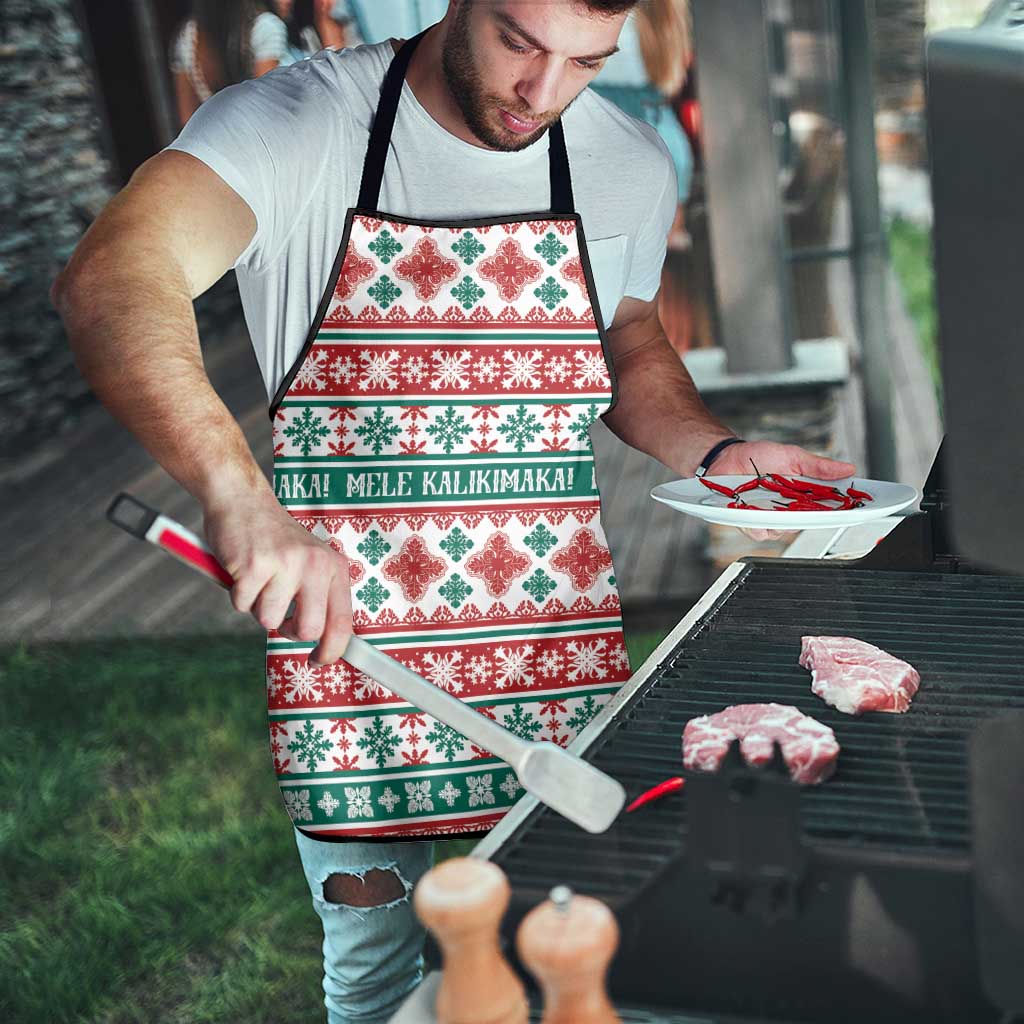 Mele Kalikimaka Hawaii Christmas Apron Hawaiian Quilt Pattern Style - Polynesian Pride