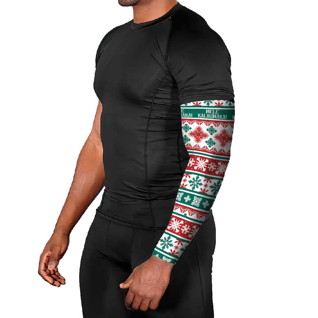 Mele Kalikimaka Hawaii Christmas Arm Sleeves Hawaiian Quilt Pattern Style - Polynesian Pride