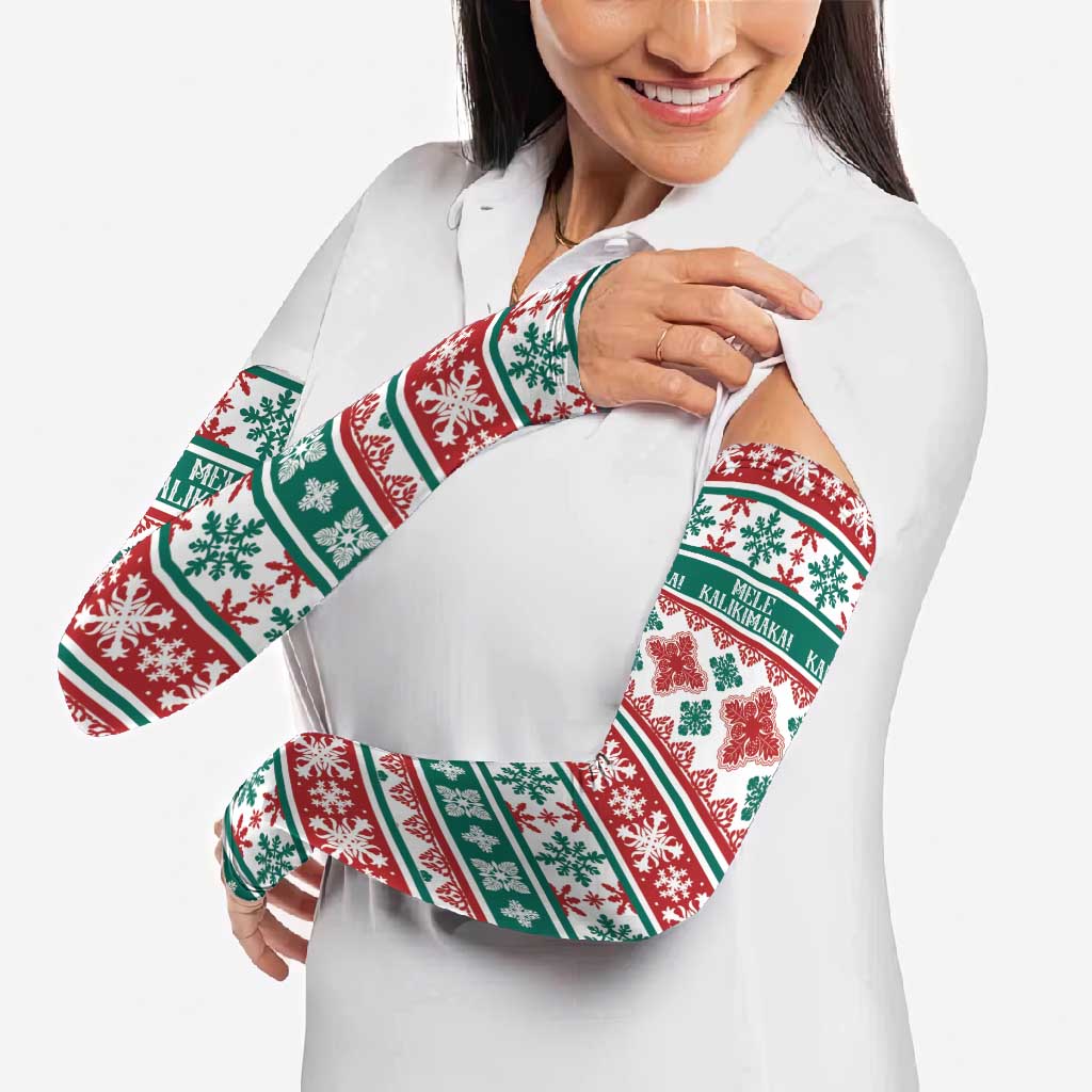 Mele Kalikimaka Hawaii Christmas Arm Sleeves Hawaiian Quilt Pattern Style - Polynesian Pride