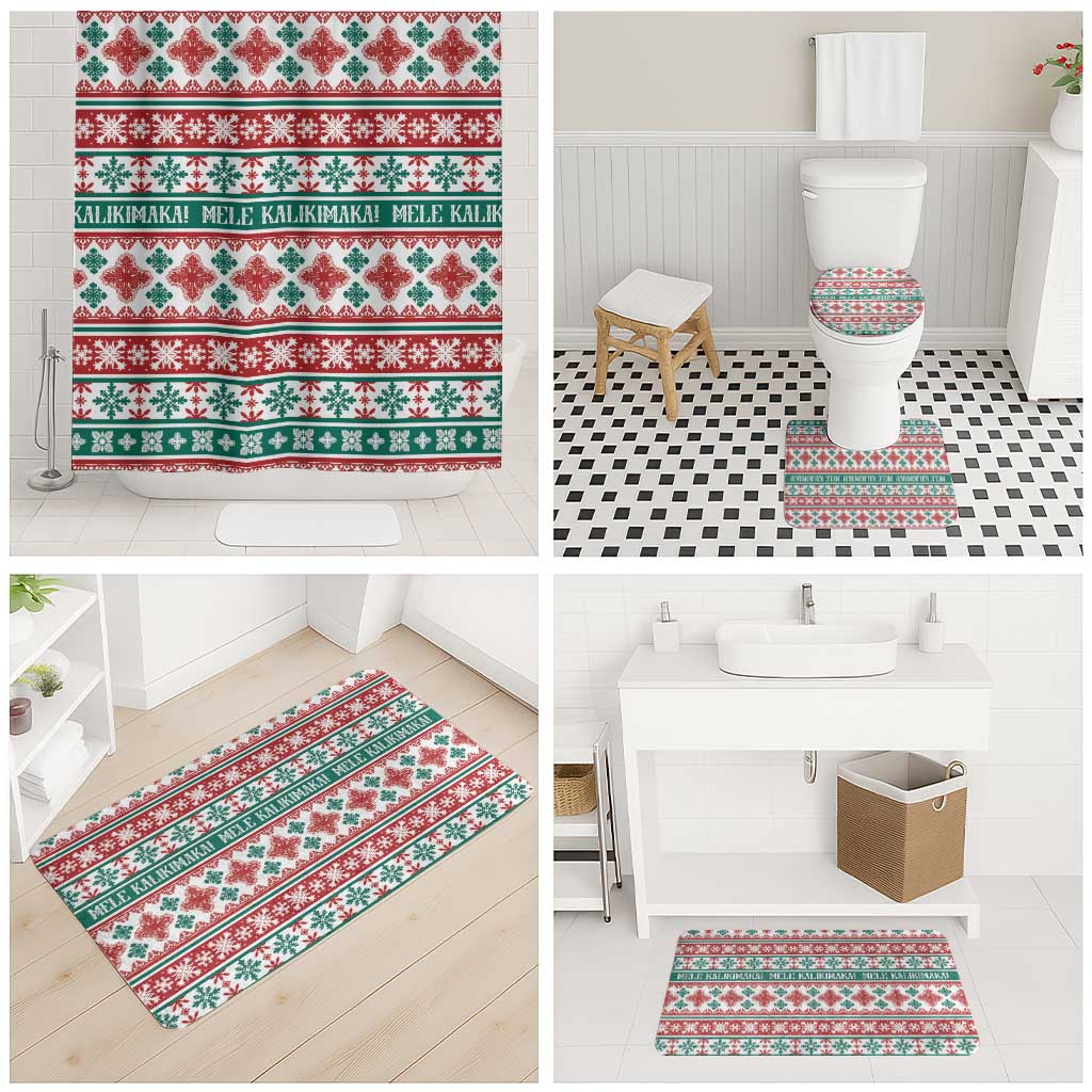 Mele Kalikimaka Hawaii Christmas Bathroom Set Hawaiian Quilt Pattern Style LT9 - Polynesian Pride