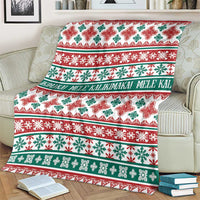 Mele Kalikimaka Hawaii Christmas Blanket Hawaiian Quilt Pattern Style - Polynesian Pride