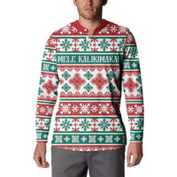 Mele Kalikimaka Hawaii Christmas Button Sweatshirt Hawaiian Quilt Pattern Style - Polynesian Pride