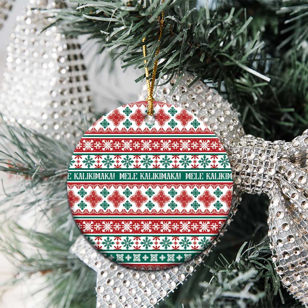 Mele Kalikimaka Hawaii Christmas Ceramic Ornament Hawaiian Quilt Pattern Style LT9 - Polynesian Pride