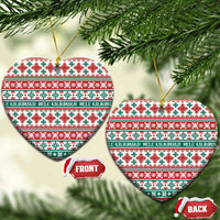 Mele Kalikimaka Hawaii Christmas Ceramic Ornament Hawaiian Quilt Pattern Style LT9 Heart Beige - Polynesian Pride