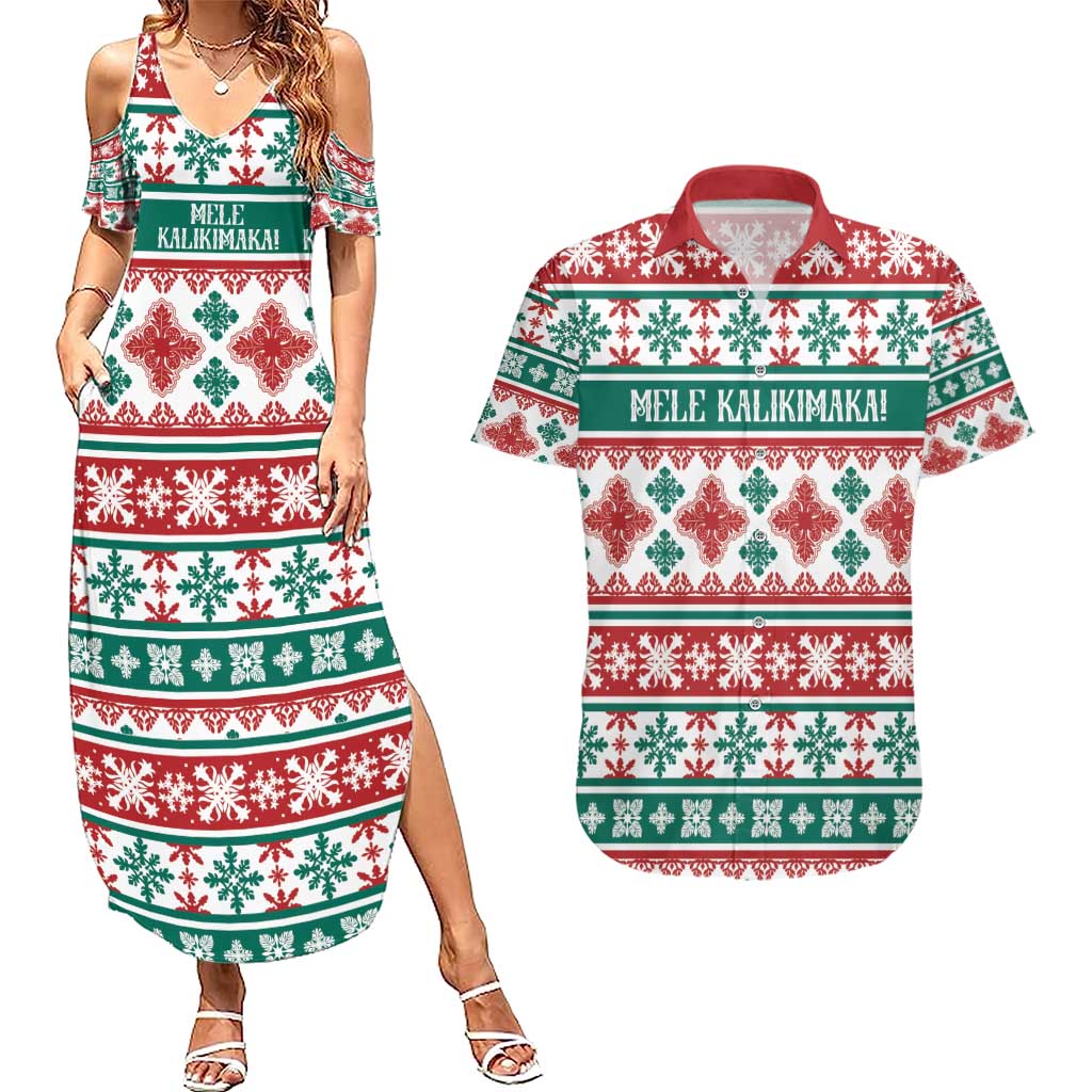Mele Kalikimaka Hawaii Christmas Couples Matching Summer Maxi Dress and Hawaiian Shirt Hawaiian Quilt Pattern Style LT9 Beige - Polynesian Pride
