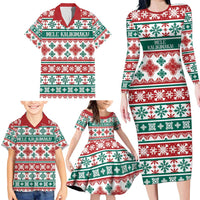 Mele Kalikimaka Hawaii Christmas Family Matching Long Sleeve Bodycon Dress and Hawaiian Shirt Hawaiian Quilt Pattern Style LT9 - Polynesian Pride