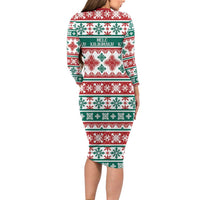 Mele Kalikimaka Hawaii Christmas Family Matching Long Sleeve Bodycon Dress and Hawaiian Shirt Hawaiian Quilt Pattern Style LT9 - Polynesian Pride