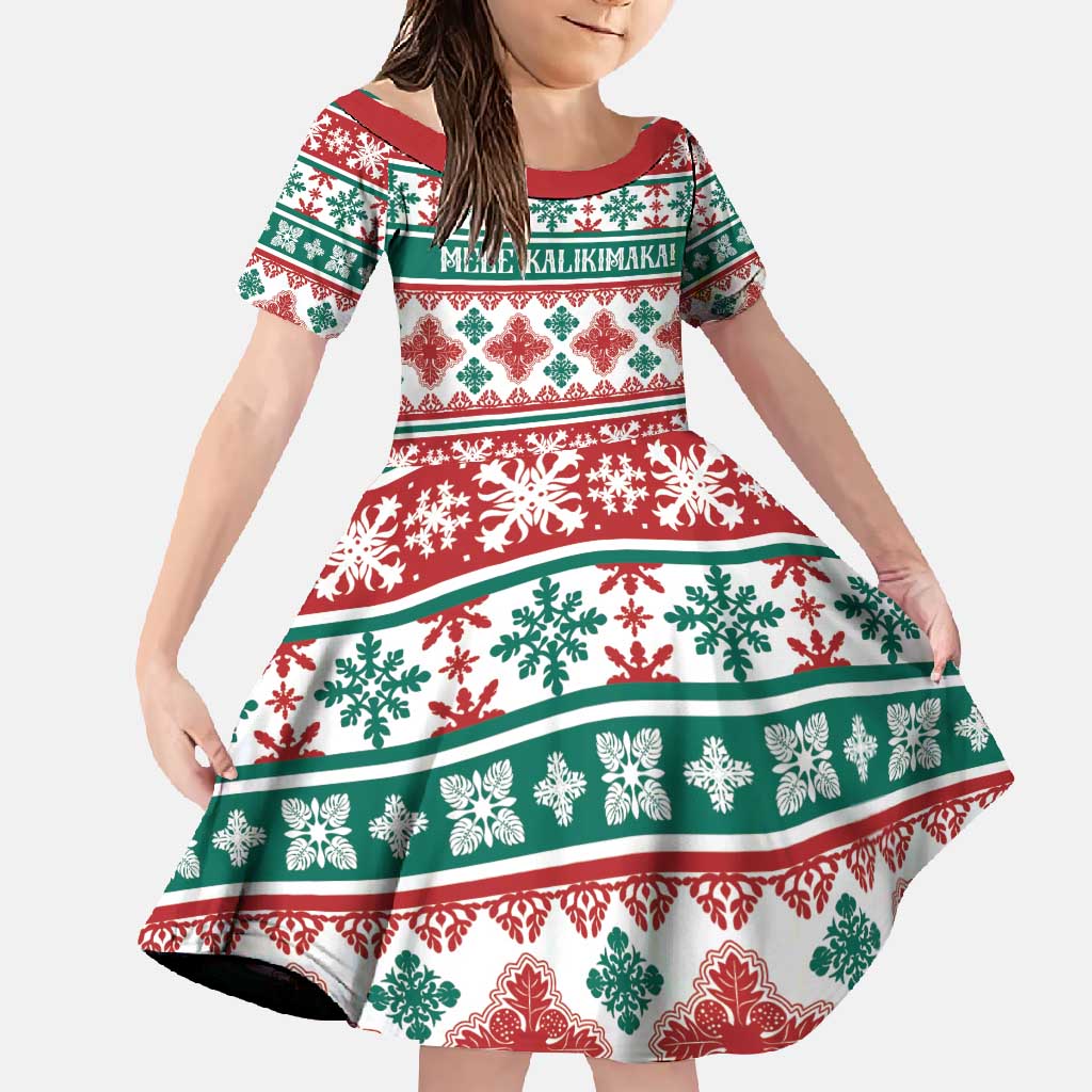 Mele Kalikimaka Hawaii Christmas Family Matching Mermaid Dress and Hawaiian Shirt Hawaiian Quilt Pattern Style LT9 Daughter's Dress Beige - Polynesian Pride
