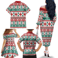 Mele Kalikimaka Hawaii Christmas Family Matching Off The Shoulder Long Sleeve Dress and Hawaiian Shirt Hawaiian Quilt Pattern Style LT9 - Polynesian Pride